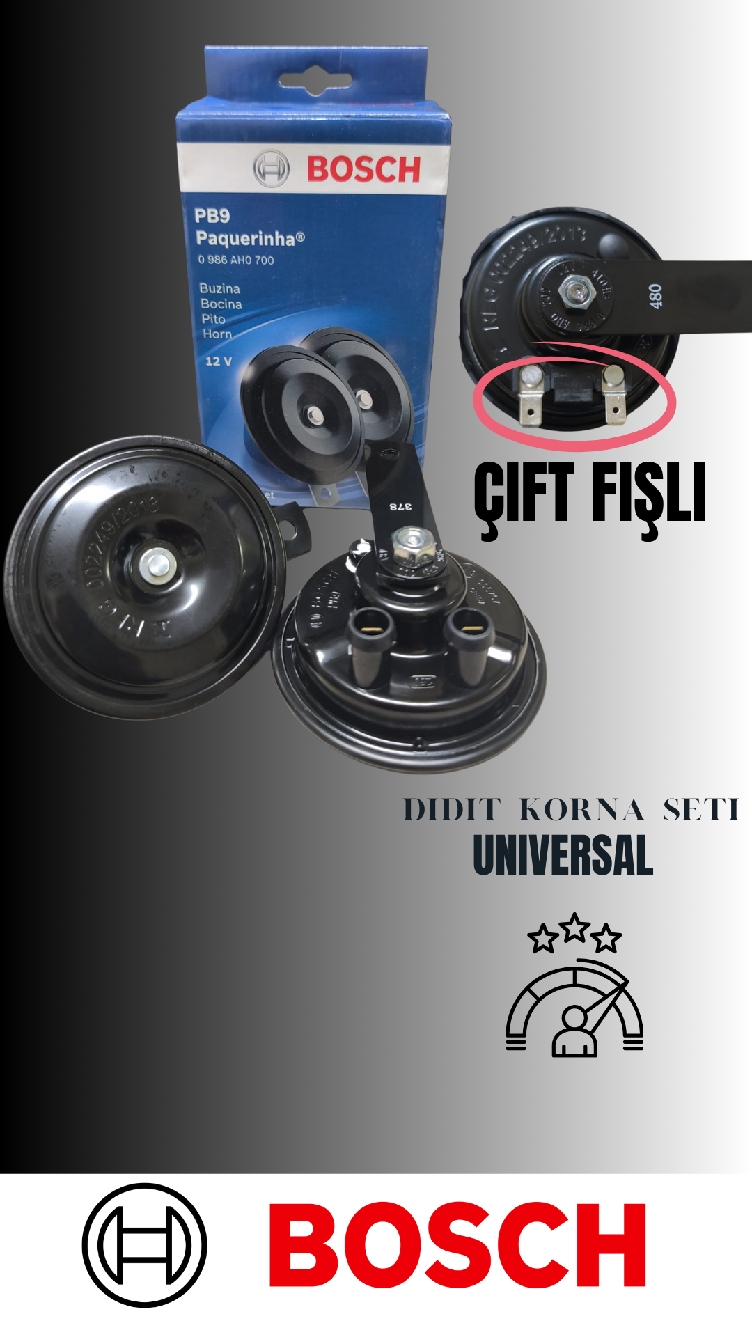 BOSCH MARKA DİDİT KORNA UNİVERSAL ÇİFT FİŞLİ