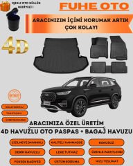 CHERY TİGGO 8 PRO 2022 VE SONRASI 4D BAGAJ HAVUZU+4D HAVUZLU PASPAS SETİ   ÜSTÜN KORUMA - TAM UYUMLU