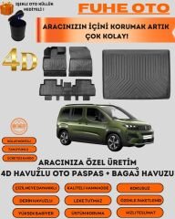 PEUGEOT RİFTER 2019+ 4D PASPAS VE BAGAJ HAVUZU SETİ | ARACA ÖZEL UYUM   ÜSTÜN KORUMA - TAM UYUMLU
