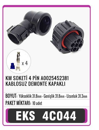 KM SOKETİ 4 PİN A0025452381 KABLOSUZ DEMONTE KAPAKLI  AMP 1-967325-1 Connector