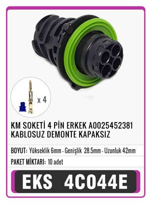 KM SOKETİ 4 PİN ERKEK A0025452381 KABLOSUZ DEMONTE KAPAKSIZ Connector