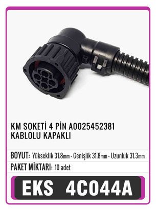 KM SOKETİ 4 PİN A0025452381 KABLOLU KAPAKLI  AMP 1-967325-1 Connector