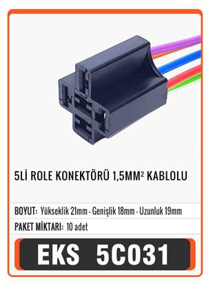 5Lİ ROLE KONEKTÖRÜ 1,5mm2 KABLOLU - 5 KABLOLU Connector