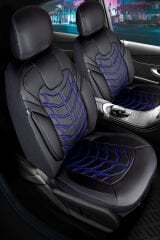 CLASYY DERİ OTO KOLTUK KILIFI SİYAH. NAKIŞ MAVİ