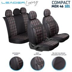 COMPACT OTO KILIFI STANDART SİYAH. EKOSE KIRMIZI ÇİZGİLİ