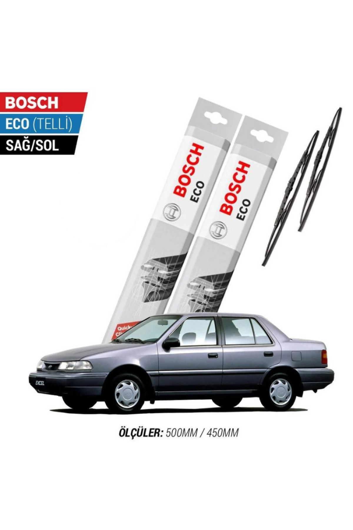 Hyundai Excel 1994 Model Silecek Takımı Bosch Eco (Telli)