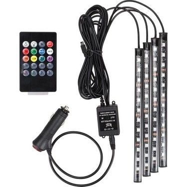 Araç İçi Ayak Altı Led Sese Duyarlı RGB 12 Led Kumandalı
