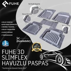 FUHE SLİMFLEX 3D HAVUZLU UNİVERSAL PASPAS SETİ-SİYAH
