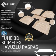 FUHE SLİMFLEX 3D HAVUZLU UNİVERSAL PASPAS SETİ-BEJ