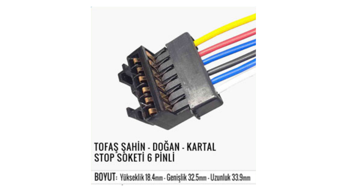 6K016A  TOFAŞ ŞAHİN-DOĞAN-KARTAL STOP SOKETİ 6 PİNLİ