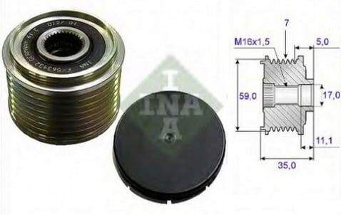 535015910-INA ALTERNATÖR KASNAK RULMANLI 7-KANAL FORD TRANSİT V184