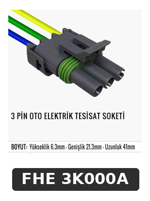 3 PİN OTO ELEKTRİK TESİSAT SOKETİ
