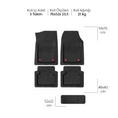 JOKER PASPAS ÜNİVERSAL 4D EXTRA DERİN HAVUZLU - SİYAH OTO PASPASI 5 PARÇA 1.KALİTE UNIVERSAL