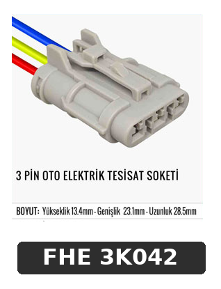 3 PİN OTO ELEKTRİK TESİSAT SOKETİ