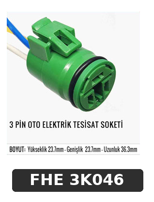 3 PİN OTO ELEKTRİK TESİSAT SOKETİ