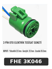 3 PİN OTO ELEKTRİK TESİSAT SOKETİ