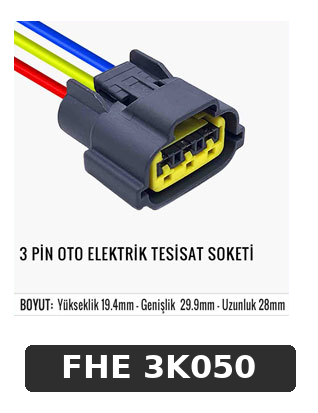 3 PİN OTO ELEKTRİK TESİSAT SOKETİ