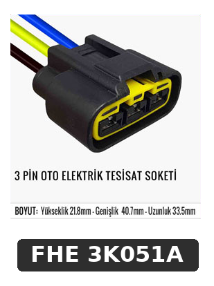 3 PİN OTO ELEKTRİK TESİSAT SOKETİ