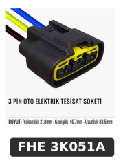 3 PİN OTO ELEKTRİK TESİSAT SOKETİ