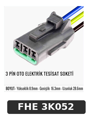 3 PİN OTO ELEKTRİK TESİSAT SOKETİ