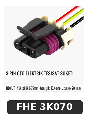 3 PİN OTO ELEKTRİK TESİSAT SOKETİ