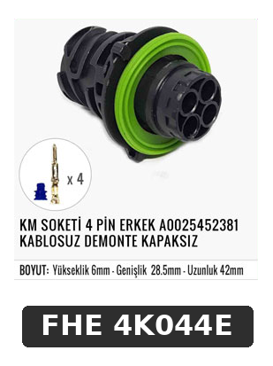 KM SOKETİ 4 PİN ERKEK A0025452381 KABLOSUZ DEMONTE KAPAKSIZ