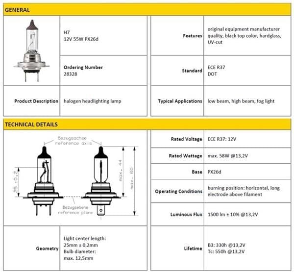 VOSLA H7 12V 55W + 120 FAZLA IŞIK MADE İN GERMANY