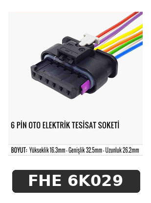 6 PİN OTO ELEKTRİK TESİSAT SOKETİ
