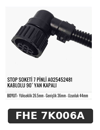 STOP SOKETİ 7 PİNLİ A0025452481 KABLOLU 90° YAN KAPALI