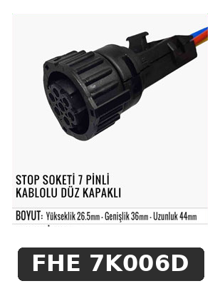 STOP SOKETİ 7 PİNLİ KABLOLU DÜZ KAPAKLI