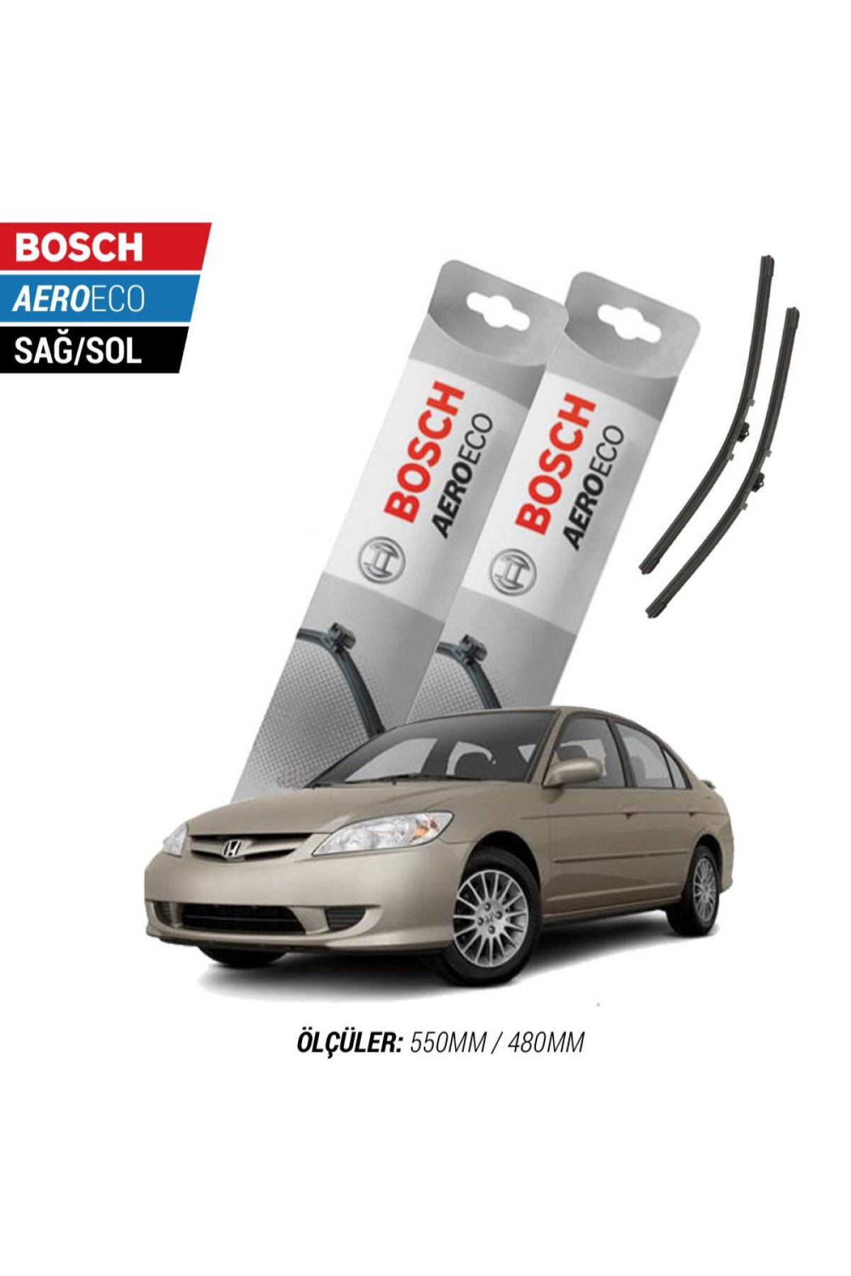 Honda Civic Sedan 2005 Model Bosch Aeroeco Muz Silecek Takımı