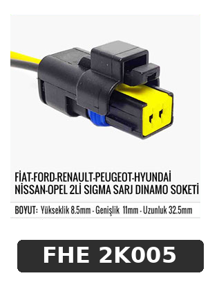 FİAT-FORD-RENAULT-PEUGEOT-HYUNDAİ . NİSSAN-OPEL 2Lİ SİGMA SARJ DINAMO SOKETİ