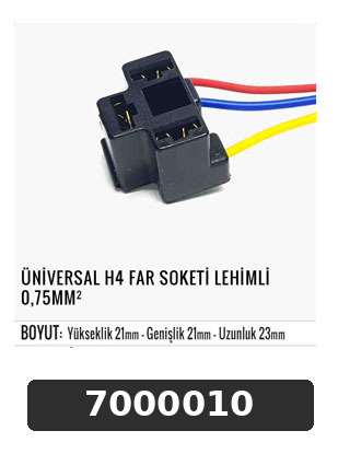 ÜNİVERSAL H4 FAR SOKETİ LEHİMLİ 0,75MM²