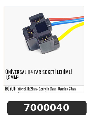 ÜNİVERSAL H4 FAR SOKETİ LEHİMLİ 1,5MM²