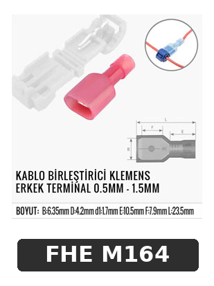 KABLO BİRLEŞTİRİCİ KLEMENS ERKEK TERMİNAL 0.5MM - 1.5MM