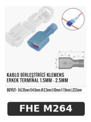 KABLO BİRLEŞTİRİCİ KLEMENS ERKEK TERMİNAL 1.5MM - 2.5MM