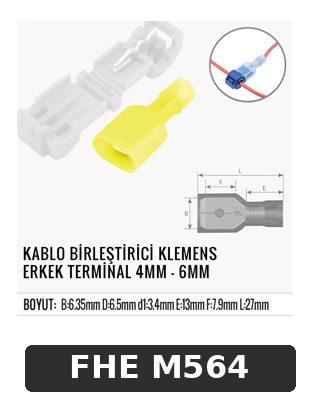 KABLO BİRLEŞTİRİCİ KLEMENS ERKEK TERMİNAL 4MM - 6MM