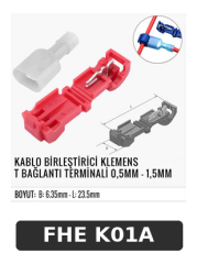 KABLO BİRLEŞTİRİCİ KLEMENS T BAĞLANTI TERMİNALİ 0,5MM - 1,5MM