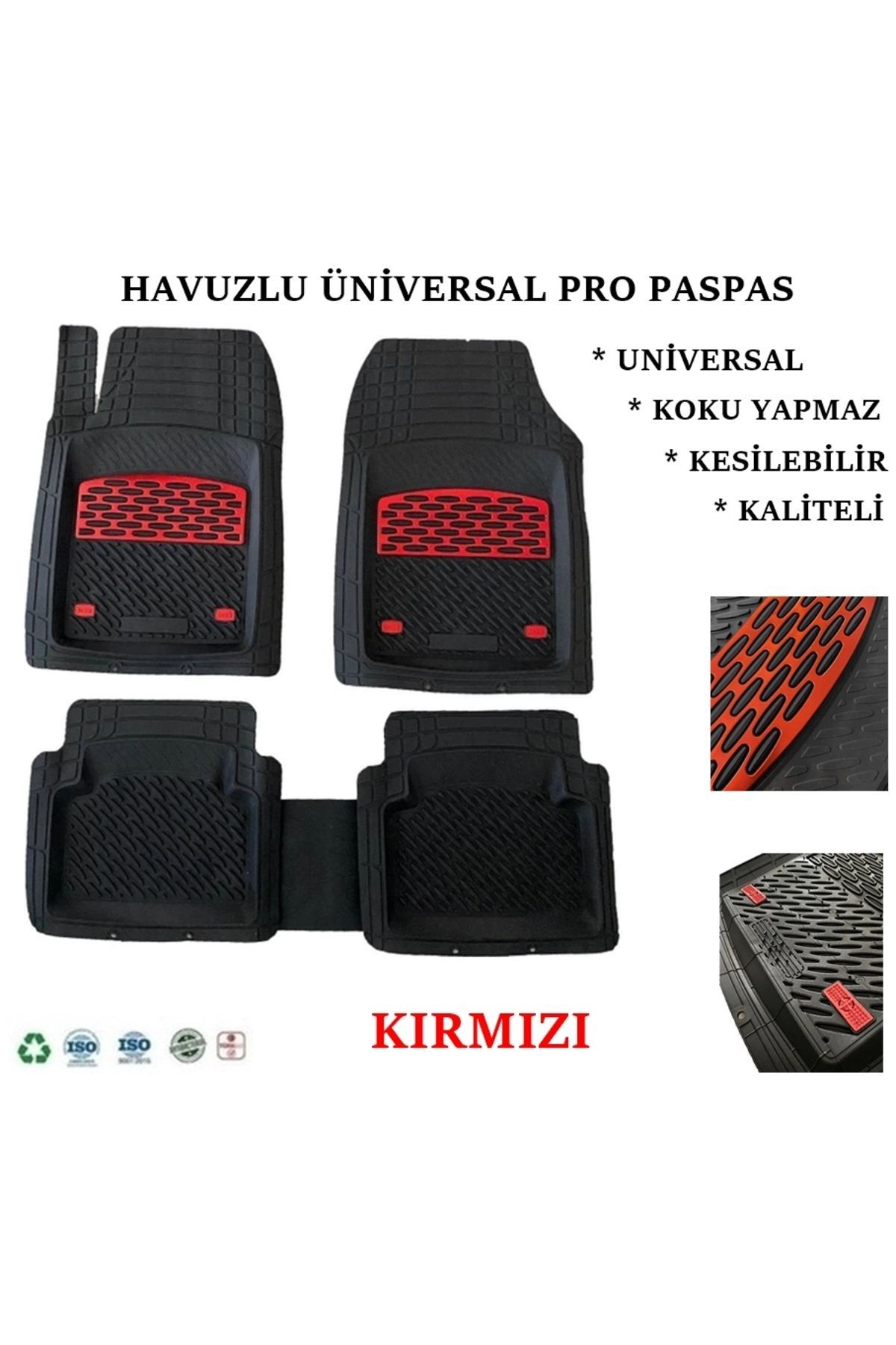4D FUHE HAVUZLU PREMİUM OTO PASPAS KIRMIZI UNIVERSAL 5 PARÇA